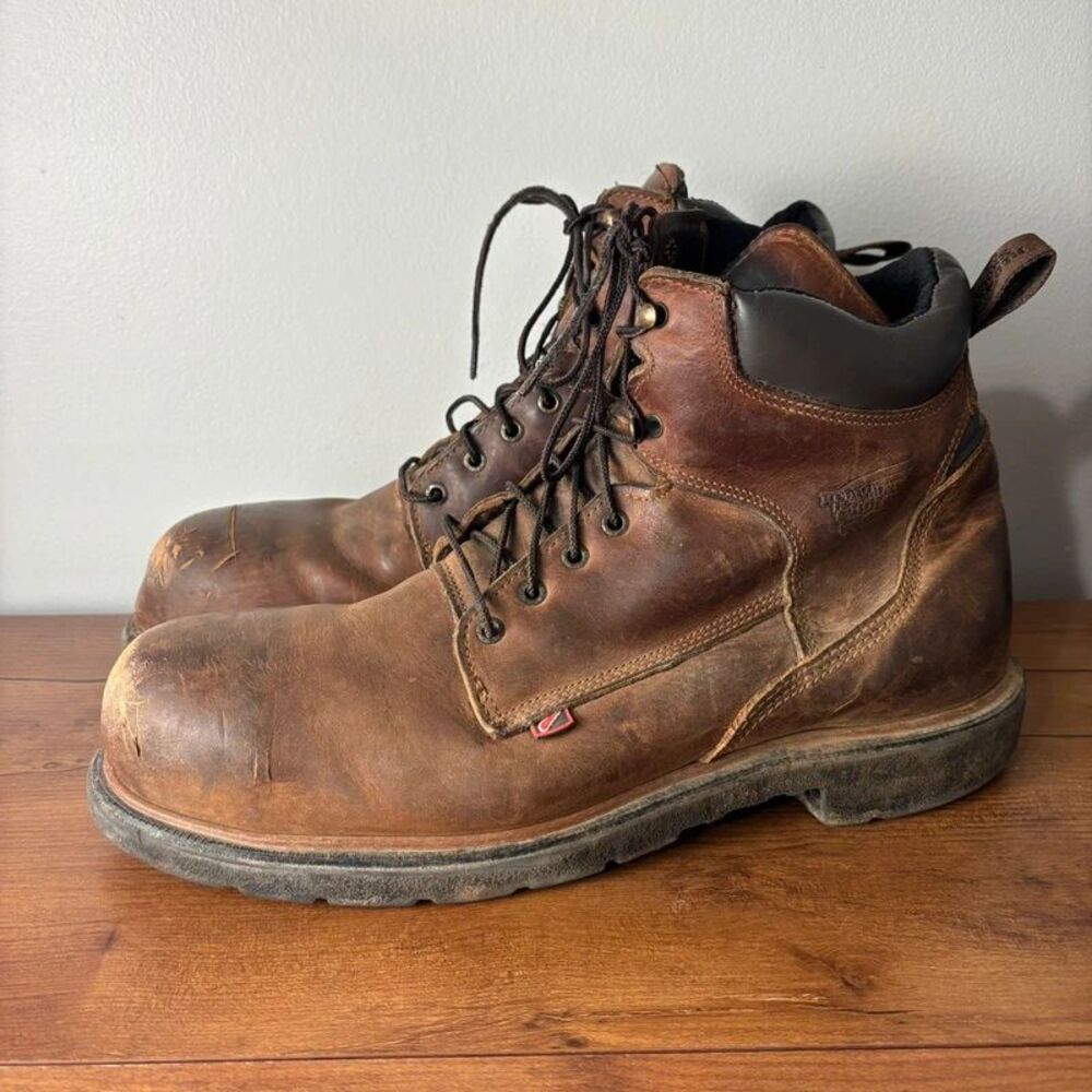 Red Wing Shoes 2212 Leather Steel Toe Work Boots Mens 15 B Brown Oil Resistant